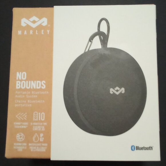 BOB MARLEY WIRELESS BLUETOOTH SPEAKER NO BOUNDS BLACK Model # EM-JA015-SBC - Picture 1 of 16